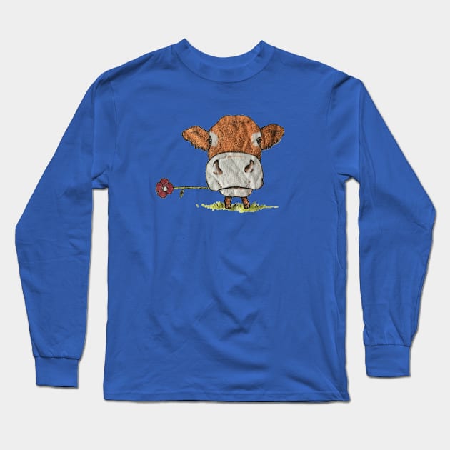 Cute Cow with Flower Long Sleeve T-Shirt by archiesgirl